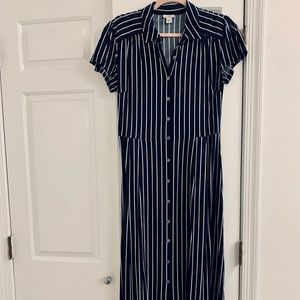 Navy and white stripe Jcrew mid length dress